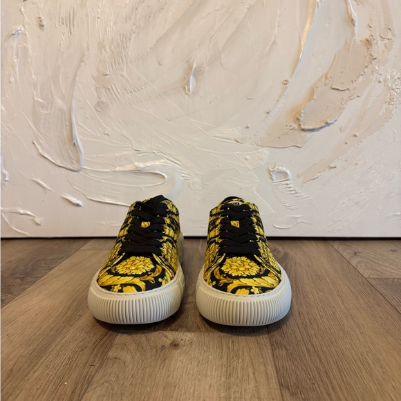 Versace Yellow and Black Floral Sneakers - Picture 1 of 9